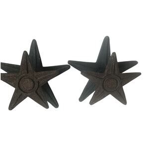 Pair Double Star South Western Curtain Tie Backs or Towel Holders Cast Iron Look